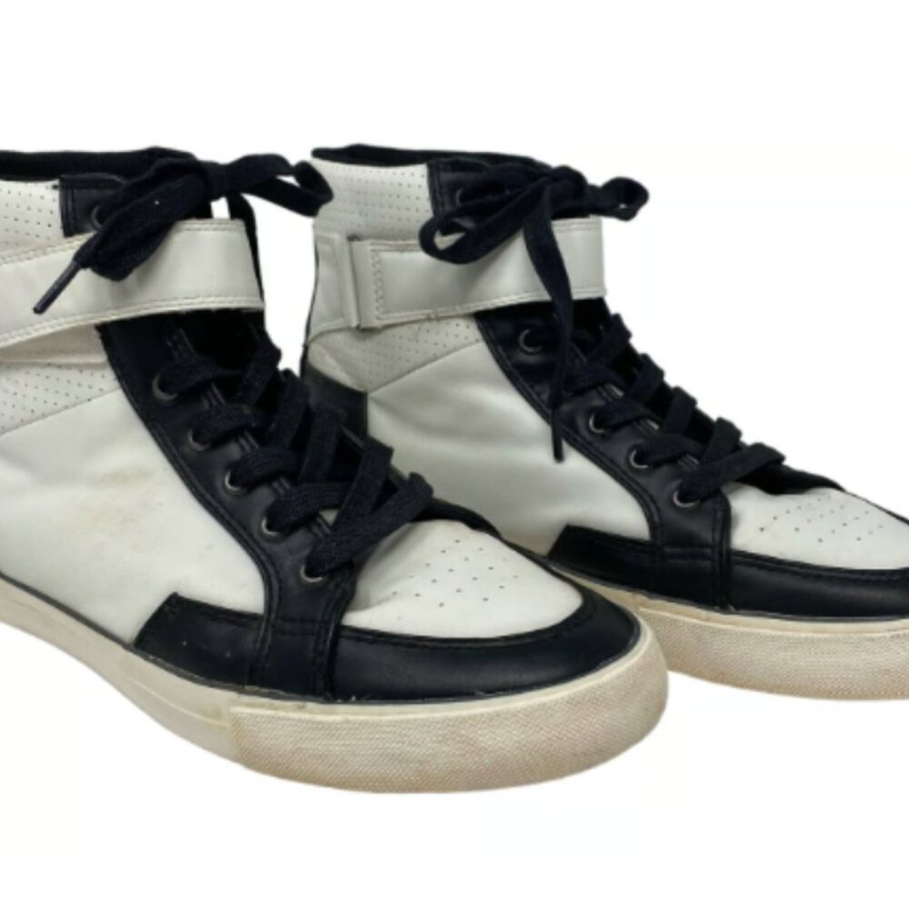 Black white hightop sneakers Guess mens 9